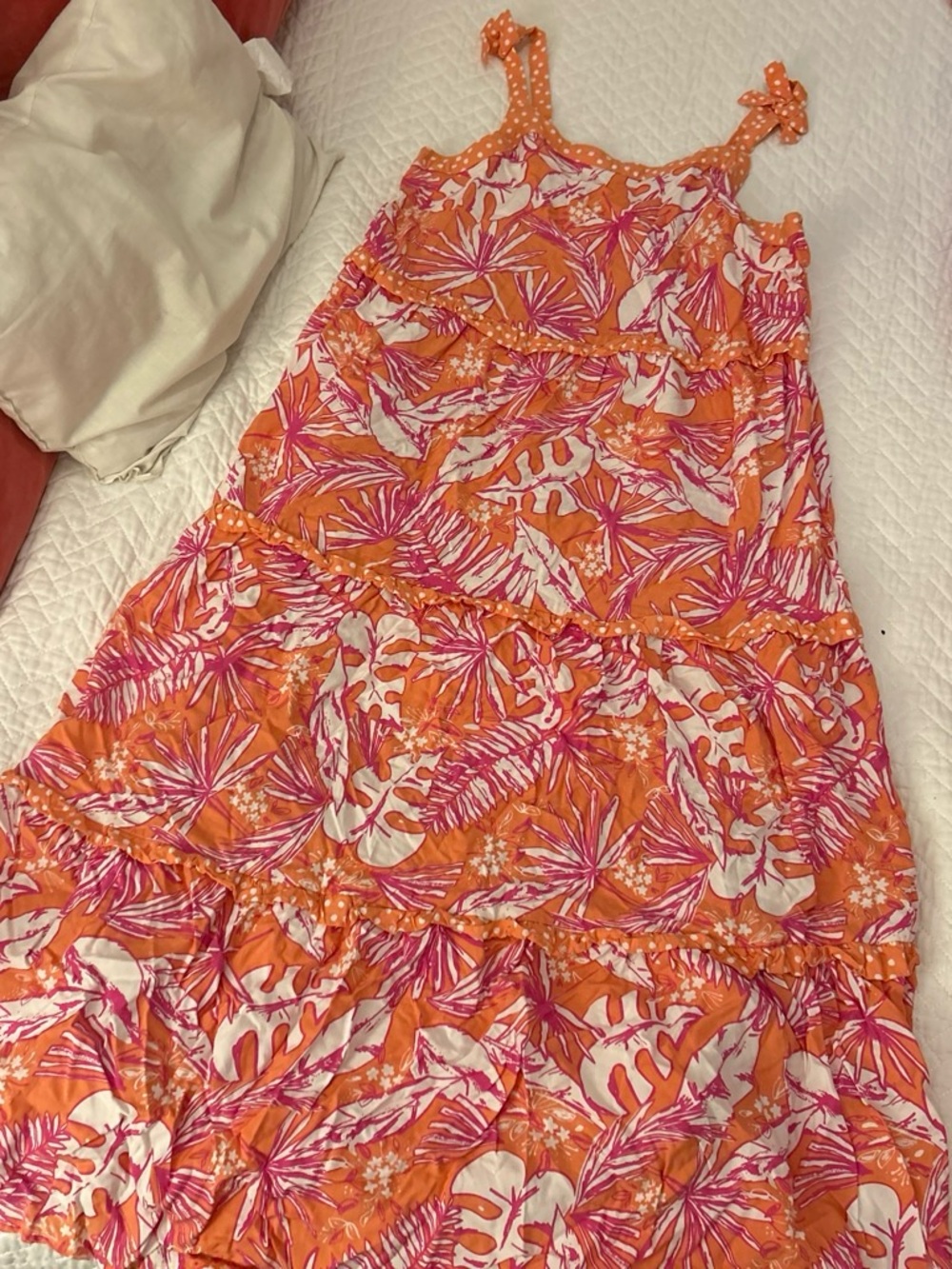 Orange & Pink Tropical Print Maxi Dress